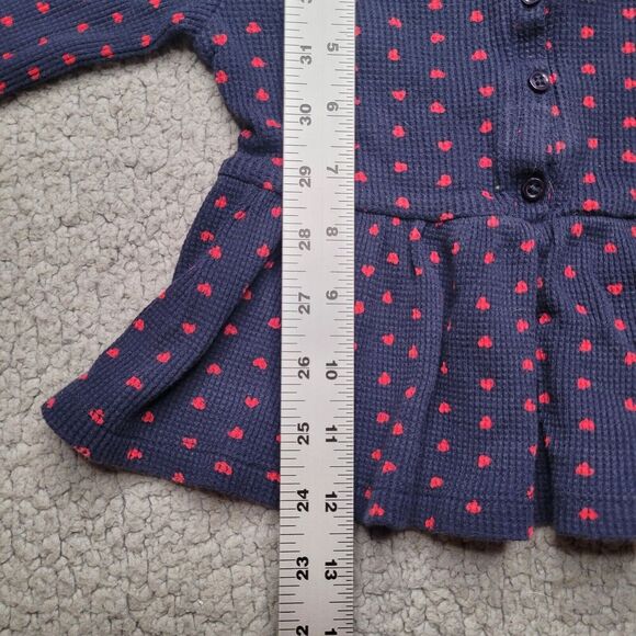 Baby Gap Shirt Girls Toddlers 3 Years Blue Red Hearts Waffle Knit Peplum Ruffles - Picture 6 of 6